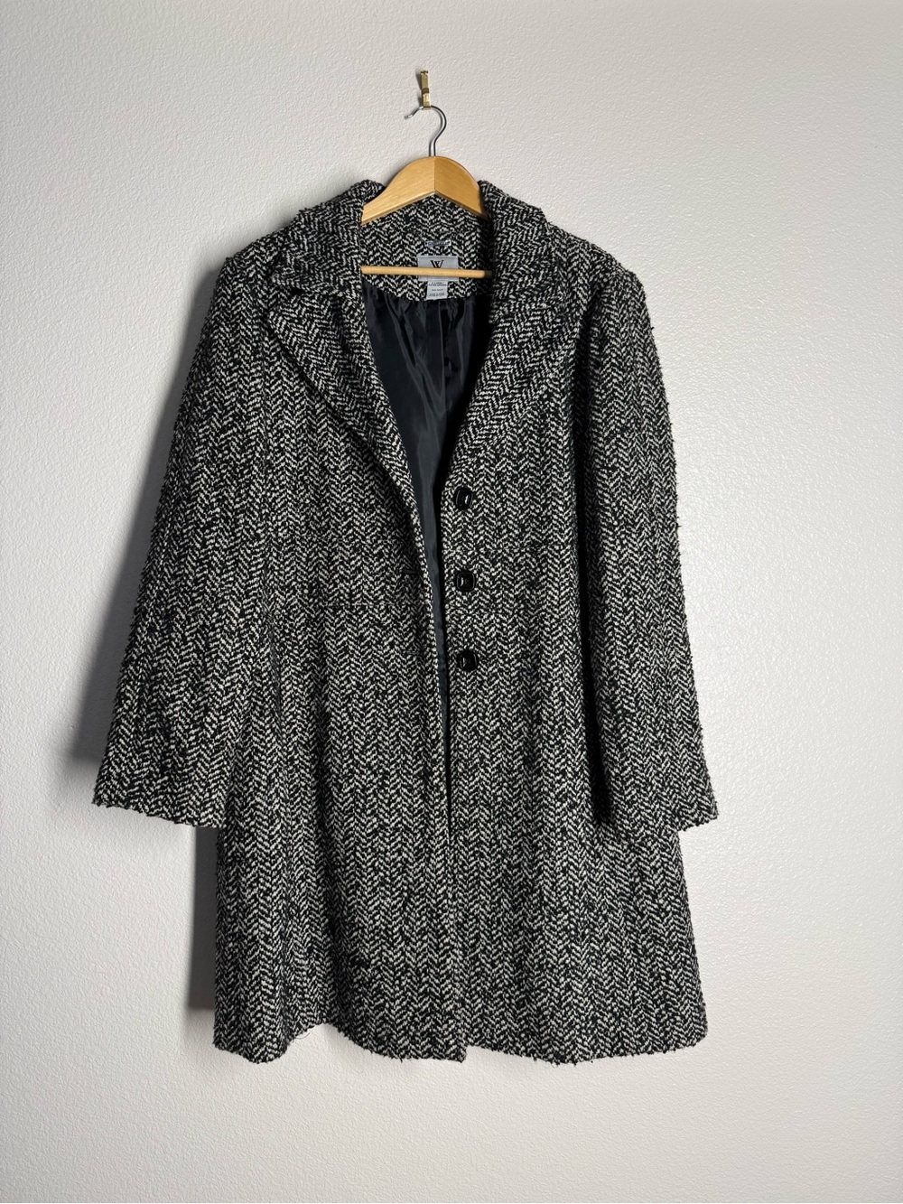 Worthington Black & White Herringbone Pea Coat